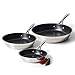 ProCook Professional Stainless Steel - Set 3 Poêles Inox - Tous Feux Dont Induction - Revêtement Antiadhésif Sans PFOA - Manche Inox Isolant Ergonomique