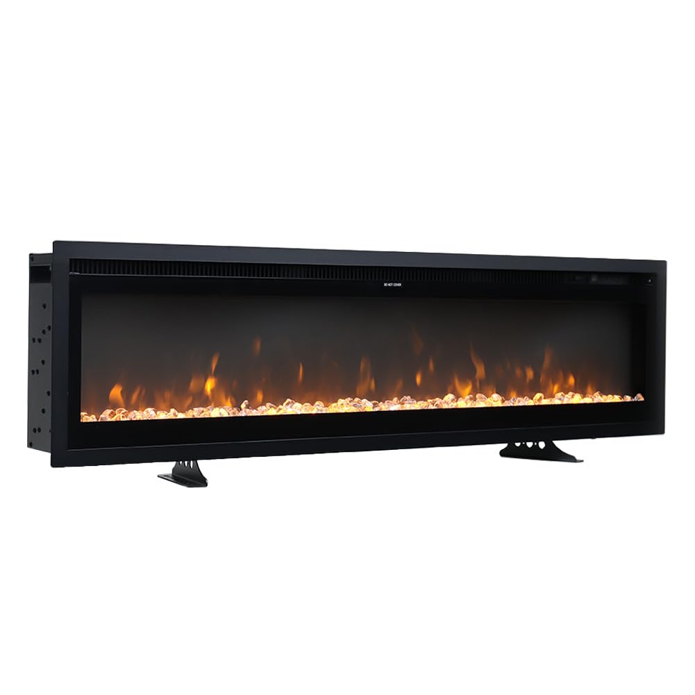 Elektrischer Kamin, an der Wand montiert/vertieft/frei stehend 40 Zoll Raumheizung mit Fernbedienung einstellbare Flammen Farben Touch Screen Energieeinsparung