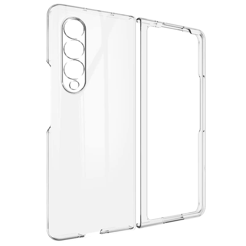 T TECLUSIVE Slim Protective Transparent Case Cover Compatible for Galaxy Z Fold 3 | Shockproof Clear 2 in 1 Transparent Back Cover with Camera Protection - Plastic