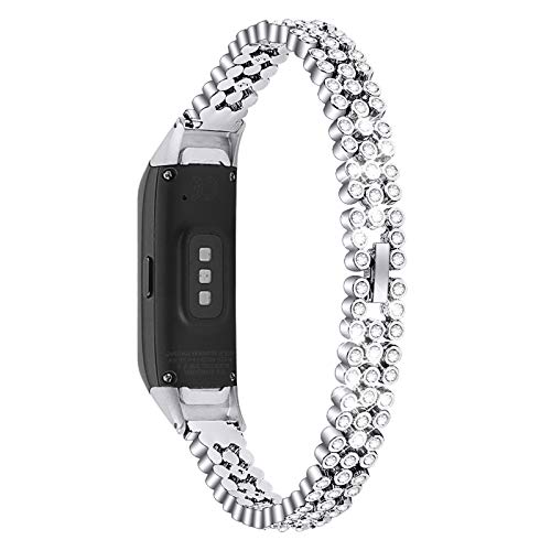 Miya System Ltd Armband für Galaxy Fit SM-R370, Uhrenarmband Edelstahlbänder Edelstahl Metall Armband Zubehör Ersatzarmband für Samsung Galaxy Fit SM-R370 (Silber) Cover