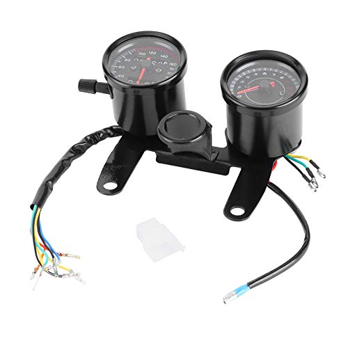 Acouto Universal Motorcycle Speedometer Tachometer Digital Odometer LED Display Motorcycle Odometer Speedometer Gauge with Bracket Retro Modified Instrument Accessory 10cm/3.9in Mounting Hole