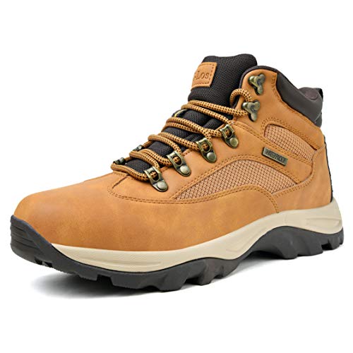 CC-Los Men's Hiking Boots Fully Waterproof Mid Top Rain Boot Shock-Absorbing EVA Casual Outdoor Lightweight Black