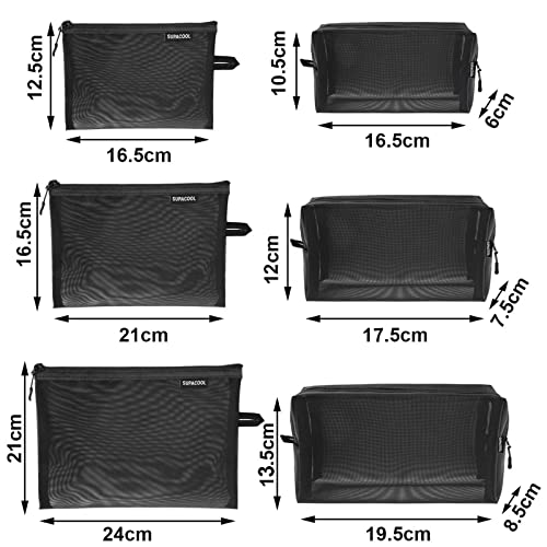 SUPACOOL Reise-Make-up-Tasche für Damen und Herren, mit Windel-Organisationstaschen und Netzwerk,Carbon, Reißverschluss 