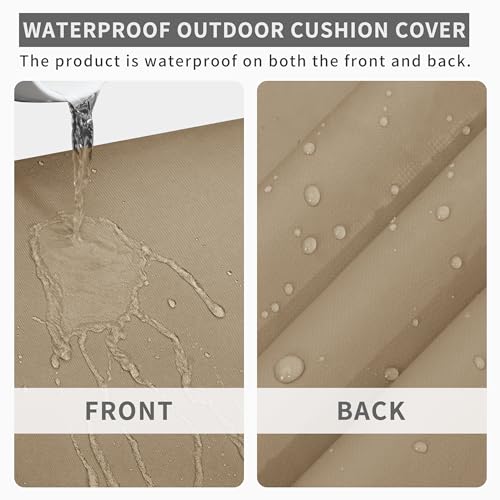 Easy-Going 42x18x3 inch Waterproof Outdoor Couch Bench Cushion Covers Only Replacement Non-Slip Patio Seat Cushion Slipcover with Zipper and Adjustable Straps Camel by Easy-Going - Image 2