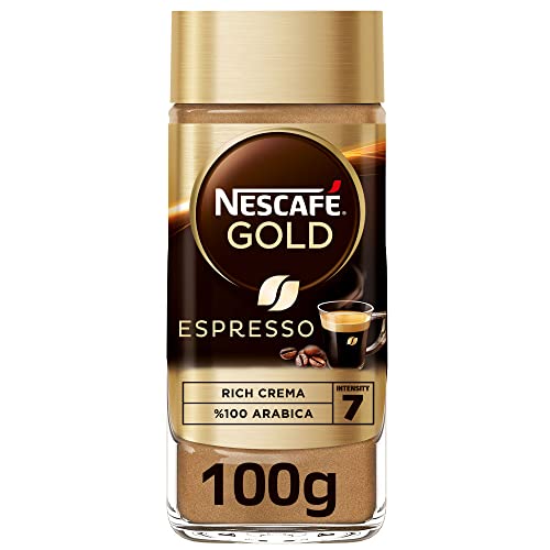 nestle espresso powder - NESCAFE Gold Espresso 100% Arabica Aroma Intense Instant Coffee Beans Beverages for a Perfect Day Start Jar 100 gm