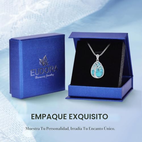 Miniatura 7 de Eudora Harmony Ball Collar Árbol De La Vida Y Turquesa Para Mujer Plata De Ley 925, Colgante Árbol De La Vida Turquesa Joyería Original Regalo Para Mujer Mama Madre Esposa Abuela, 18 20