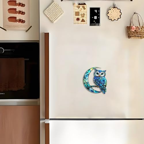 Imán decorativo acrílico luna y búho 3.15 pulg miniatura 6