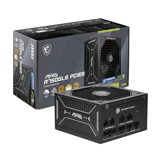 MSI MAG A750GLS PCIE5, Fully Modular Compact Gaming 750W Power Supply, 80+ Gold, ATX 3.1 & PCIe 5.1 Ready, Native Dual-Color 12V-2x6 Cable, Low-Noise, Embossed Jacket Cables, 10 Year Warranty