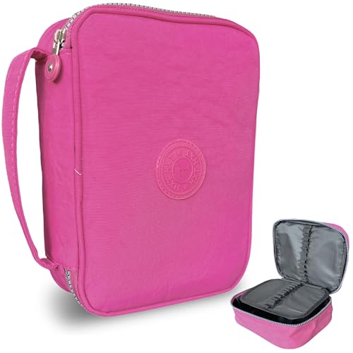 Estojo Box Escolar Grande 100 Lápis Nylon Com 25 Elásticos (Rosa Chiclete)