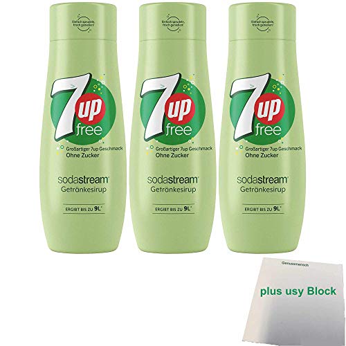 SodaStream 7up free Getränke-Sirup 3er Pack (3x0,44l Flasche) + usy Block Cover