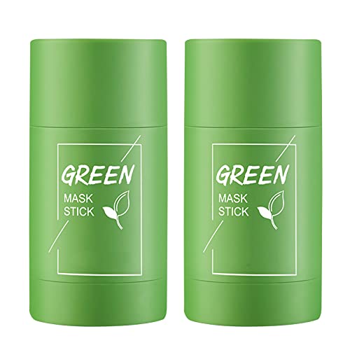 Grüner Tee Maske Stick, 2 Packs Grüner Tee Purifying Clay Stick Mask, Green Mask Stick, Deep Cleansing Smearing Clay Mask Stick, Entfernen Sie Mitesser und Verbessern Sie Akne, Mild und Nicht Reizend Cover