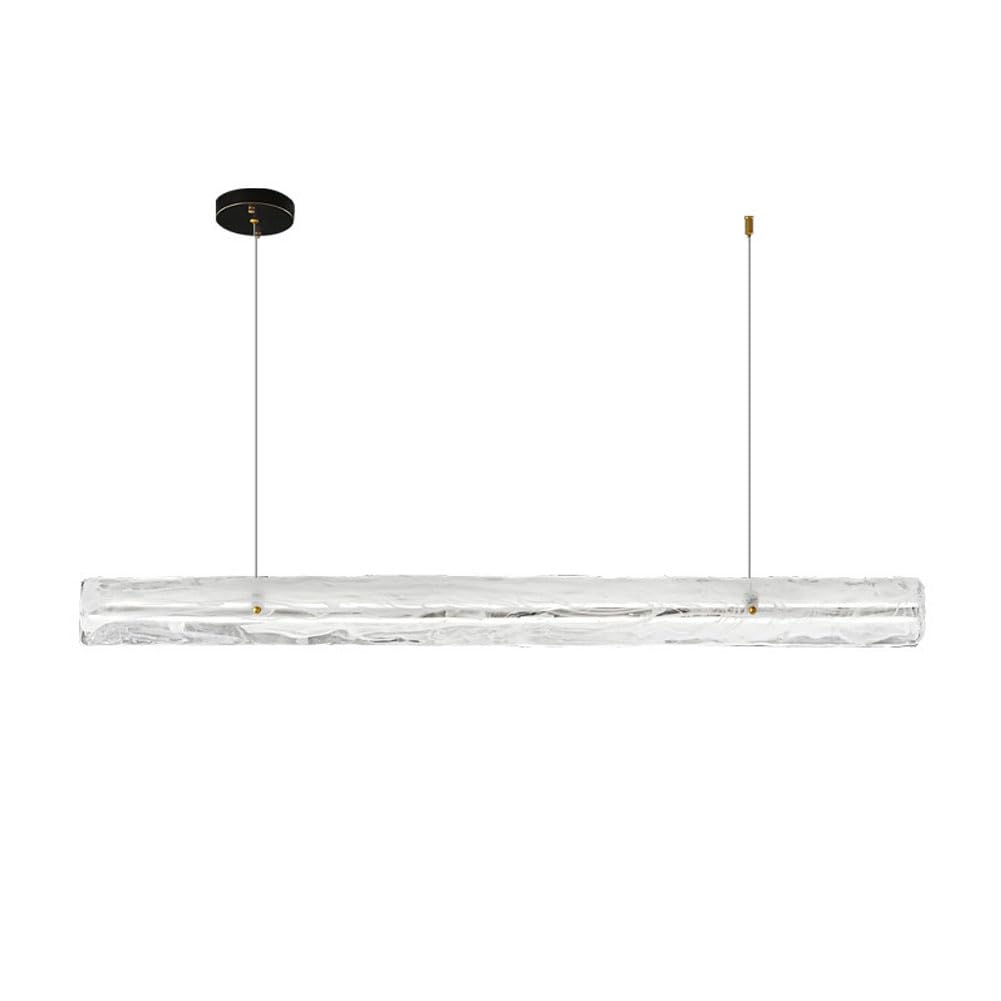 KXEcoLife LED Scandinavian full copper long chandelier, Italian minimalist cloudy glass modern monogram for dining room bar light,Black,120cm