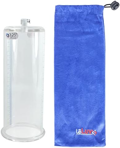 LeLuv Vacuum Cylinder for Enhancement Pumps Seamless Untapered Clear Acrylic with Measurement Marks and Locking Fitting 3.25 inch x 9 inch