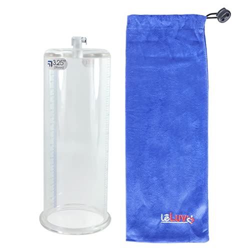 Leluv Vacuum Cylinder For Enhancement Pumps Seamless Untapered Clear Acrylic With Measurement Marks And Locking Fitting 3.25 Inch X 9 Inch #TOP18