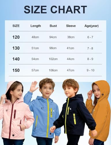 Image of Venzina Kids' Adventure-Ready Windproof Jacket Thermal-Insulated & Water-ResistantFixed Hood for Hiking, Camping, School