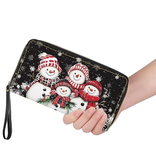 Image of Bulopur Christmas Snowman Wallet for Women Waterproof Wristlet Wallet Purse RFID Envelope Long Wallets PU Leather Travel Passport Holder Christmas Gifts for Ladies