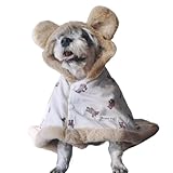 Morycat犬服 秋冬 厚い ブランケット フード付き ドッグウエア 可愛い もこもこ 熊柄 防寒 暖かい 布団 ペットウェア 通気 軽量 散歩 着脱簡単 敷き物 洗える 小中型犬 (ブラウン,M)
