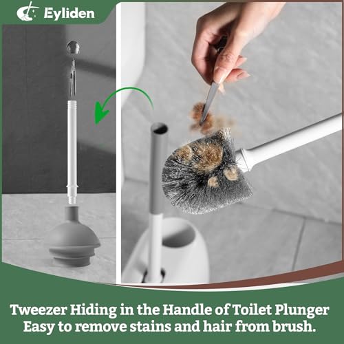 Image of Eyliden Toilet Plunger & Brush Set, 3-Step Suction Cup, Compact Caddy