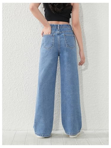Floerns Girl's Elastic High Waist Straight Leg Jeans Y2k Denim Pants with Pocket2