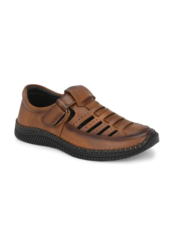 Black Synthetic Leather Fisherman Sandals For Men- 11UK-image-30