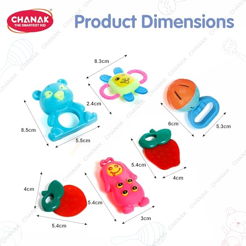 Image of Chanak Baby Kinder Rattle Set for 0-6 Months Old Baby, Non-Toxic, 100% BPA Free, Infant Grab, Spin & Shake Rattles, Colorful Rattles with 6 Pcs, Early Educational Sensory Toy, BIS Approved