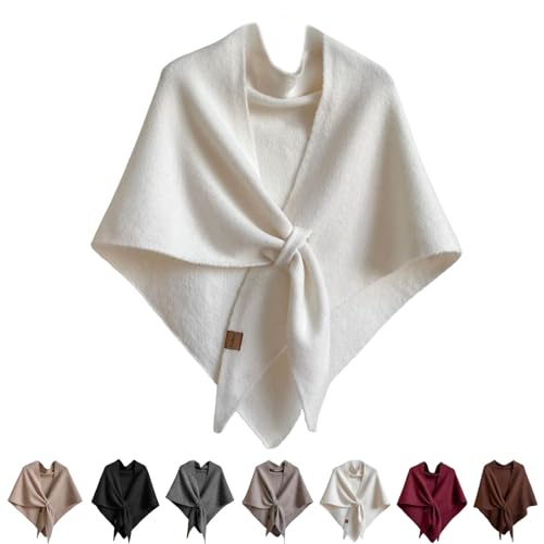 Pashmina Chales y envolturas para mujer, ponchos de cachemira de punto de lana del Reino Unido, capas de color sólido, chal abierto al frente, cárdigans para mujer, bufandas suaves, suéter cómodo para