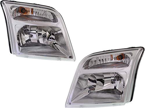 Evan-Fischer Headlight Set Compatible with 2010-2013 Ford Transit Connect Left Driver and Right Passenger Side Halogen With bulb(s)