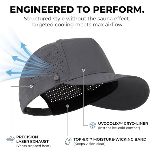 Image of TOP-EX Performance Baseball Hat for Men Water Resistant Golf Cap Running Cooling Snapback Laser Perforated