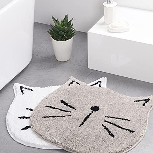 Tapis de bain gris chat 60x60 cm non absorbant tapis douche - 5