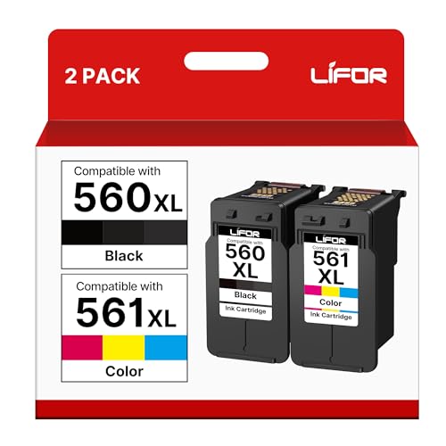 LIFOR PG-560XL CL-561XL 560XL 561XL Replacement for Canon 560 561 Ink Cartridges for Pixma TS7451 TS7450 TS5350 TS5351 TS5350a TS5351 TS5352 (1 Black 1 Colour)