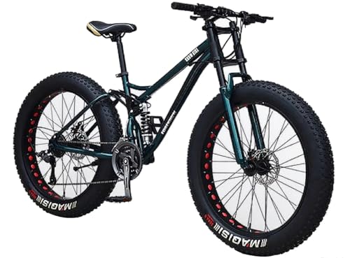 Kcolic Bicicleta Montaña 26 Pulgadas con Ruedas Anchas, 21 Velocidades, Freno Disco Doble, Todoterreno con Suspensión Delantera para Adultos, Jóvenes, Hombres Y Mujeres B,1