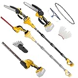 Roadtime 6 in 1 Mini 8 Zoll Kettensäge & Heckenschere Set für DeWalt 20V Akkus(ohne Akku), Hochentaster Teleskop Heckenschere Astsäge,Heckenschneider Geeignet für Garten, Bäume und Sträucher