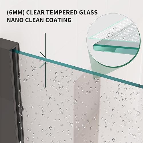 Sunrosa Corner Sliding Shower Enclosure 36" x 36" x 76",Clear Tempered Glass 1/4 in.Double Sliding Shower,Corner Shower Door Black