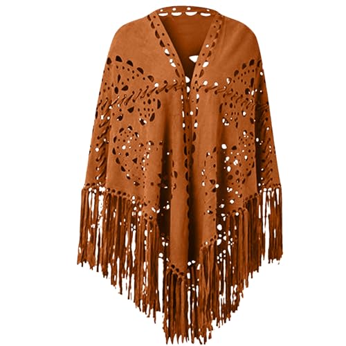 Faux Suede Fringe Lace Shawls and Wraps With Tassel for Women Evening Dresses Triangle Stoles Shrug Cover Up