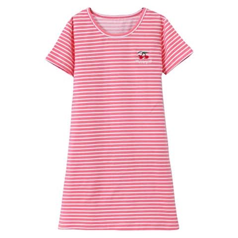 3-12 Years Happy Girl Logo Nightgown Soft Comfy Sleep Shirts Pink 5-6 Years Cover