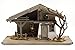 ELLUG Holz Krippenstall, Holzkrippe, Weihnachtskrippe mit Licht 38 * 18 * 21cm (OHNE Krippenfiguren) Krippenstall aus Holz mit Beleuchtung für Figuren bis 10cm Höhe