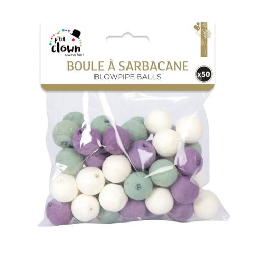 P'TIT CLOWN - 23441 - Boules à Sarbacane en Papier Multicolores - Lot de 50 - Accessoires de Fête Amusant pour Jeux et Animations - Parfait pour Nouvel An,...