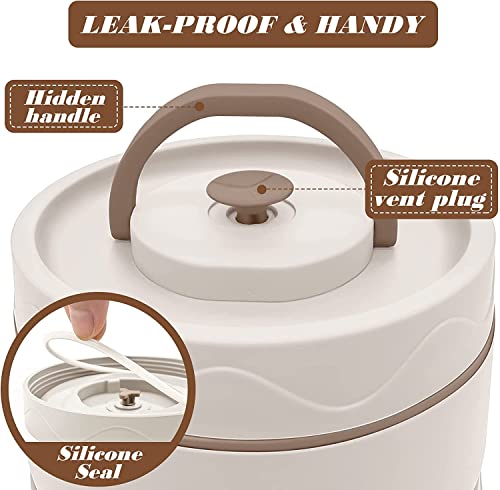Image of 4 Container Insulated Lunch Box Set Food Lunch Container Bento Box Snack Box for Picnic & Office (Royal Cream)