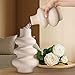 Ceramic Vases Set of 2-White Vase for Modern Home Decor, Flower Vases for Aesthetic Room Decor,Boho Decor Wedding Dinner Table Party Office Centerpiece Table Decorations (A White)