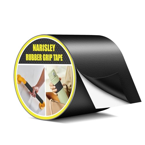 Rubber Grip Tape, Anti Slip Tape with Adhesive, 4In x 16.5Ft, Black