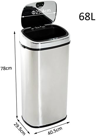 HOMCOM Modern Style 68L Sensor Dustbin Stainless Steel Automatic Kitchen Waste Bin Versatile Use For Home Office - Silver