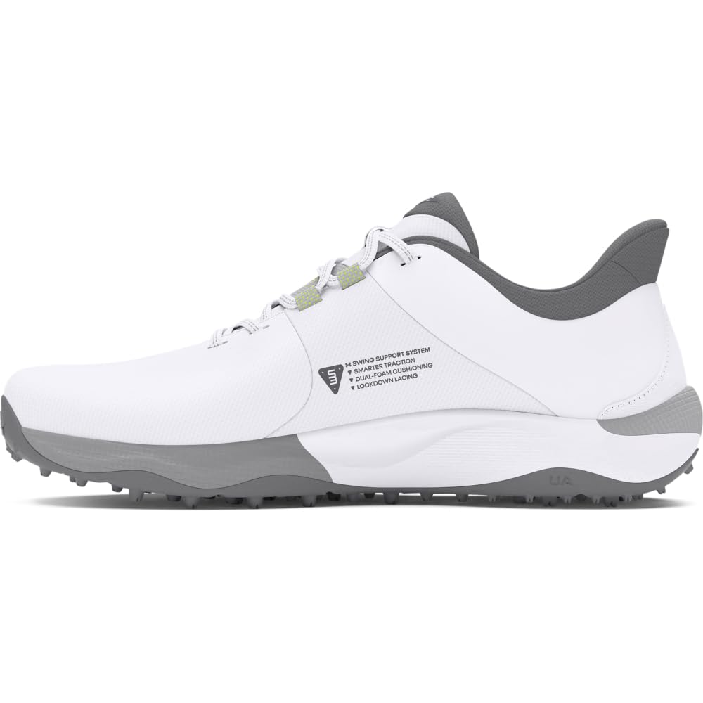 Erkek UA Drive Pro SL Wide Ayakkabı White/White/Metallic Gun Metal 44 EU