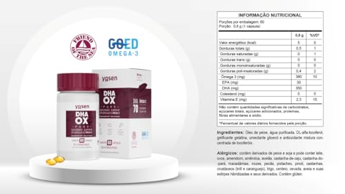 Ômega 3 Bioativo Máxima Absorção Dha Ox® Puro 60 Cápsulas Yosen