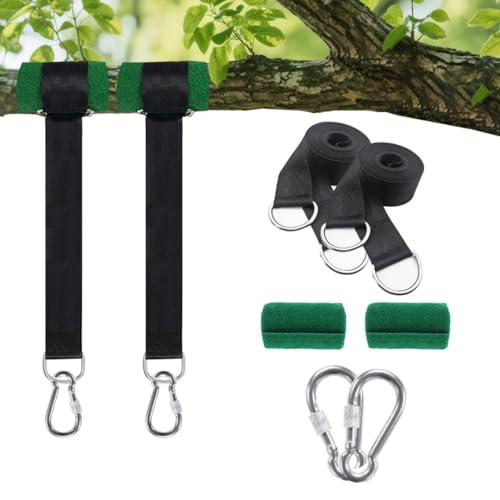 Hishine Extra Long Tree Swing Straps Holds, 5FT Tree Swing Hanging Kit with Tree Protector Perfect for Swings & Hammocks, Easy Fast Installatio