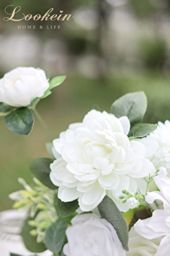 Lookein Artificial Flowers for DIY Wedding Decoration Bridal Bouquet Table Centerpieces Flower Garland Wreaths Aisle Arch Flower Decoration Home Decor, Vibrant Ivory image 1