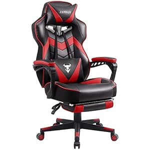 Zeanus Gaming Chair with Footrest Ergonomic Computer Chair with Massage Recliner for Heavy People Racing Gamer Chair Big and Tall Chairs for Adults Red
