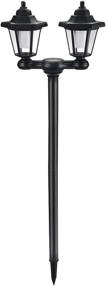 VIBEPEAK Solar Dusk to Dawn Outdoor Post Light with IP65 Waterproof, Hexagon 2-Head Modern Street Light with Sensor for Patio, Backyard, Garden, Black