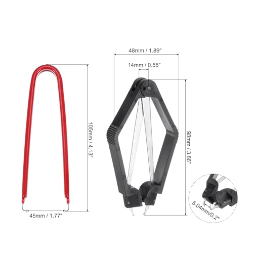 Image of uxcell IC Chip Extractor 100mm Stainless Steel with U Shape IC Chip Switch Puller Red for Component Motherboard, 2pcs