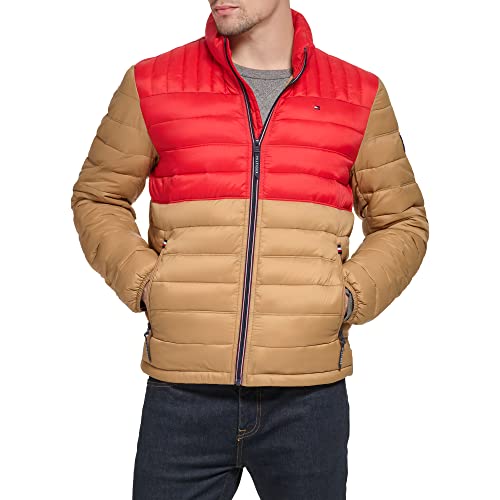 Image of Tommy Hilfiger Mens Embroidered Logo Puffer Jacket