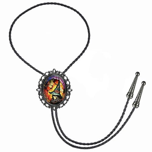 Image of Jeilwiy Bolo Tie for Men Western Cowboy Gothic Bolo Tie Necklace Halloween | Glow in Dark Bolo Tie for Men Women, 3D Halloween Bolo Tie, Gothic Western Ties, String Ties for Men Rodeo Leather Necktie